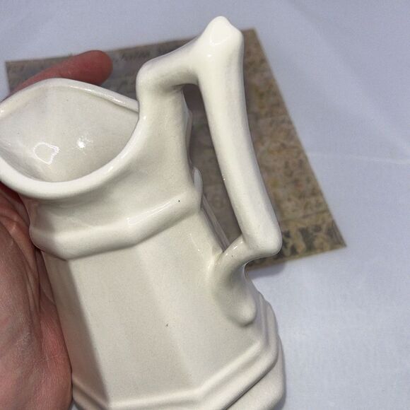 Farmhouse Cream Creamer Ceramic Pitcher with Fall Autumn Faux Flowers - Picture 7 of 13